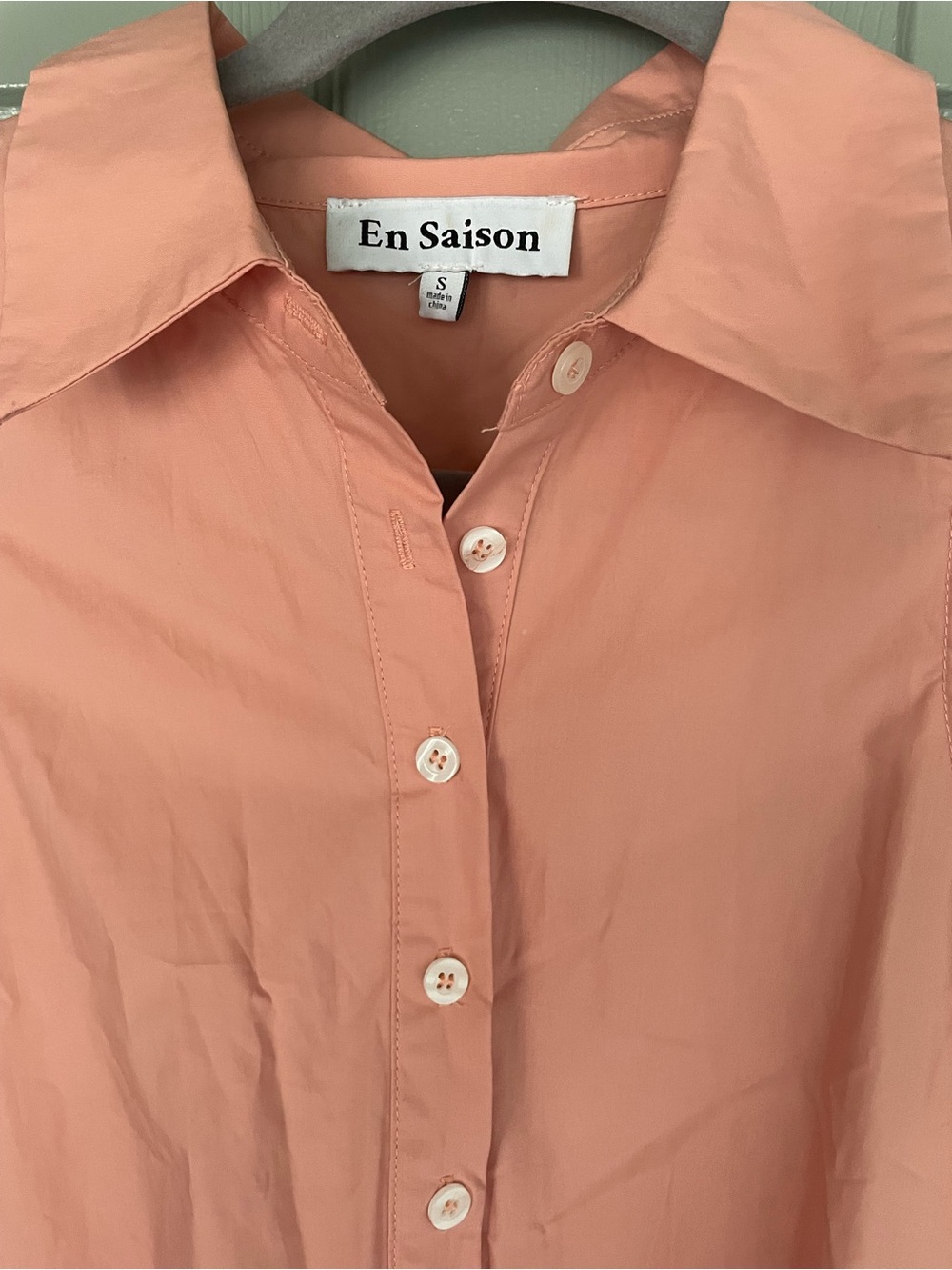 En Saison Women’s Sleeveless Peach Tiered Shirt Dress Button Up Size Small - Picture 3 of 7